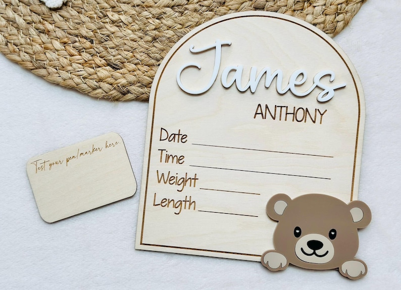 Teddy Bear Monthly Milestone Sign – Double Sided Baby Photo Prop ...