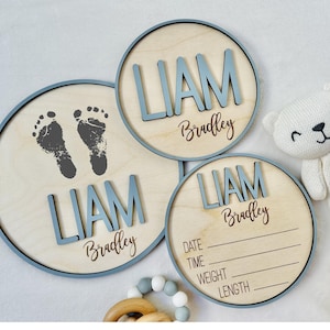 Personalized Baby Announcement Sign with Footprints – Custom Name & Stats for Hospital, Birth Keepsake, Newborn Photo Prop, Baby Shower Gift
