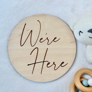 Twins Birth Announcement Sign, We&#39;re Here Sign, Newborn Announcement, Twin Baby Shower Gift, Twins Babies Photo Prop, Triplets Announcement