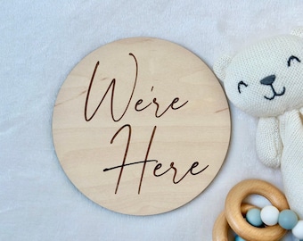 Twins Birth Announcement Sign: Engraved Wooden Newborn Photo Prop