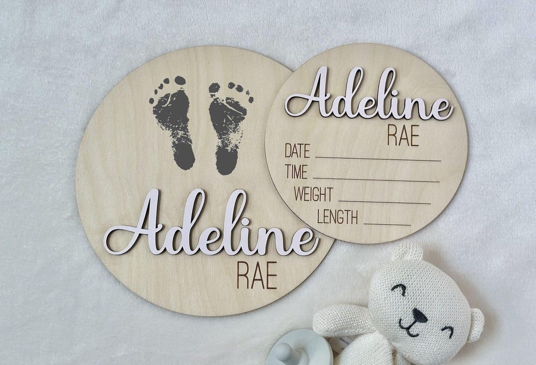 Personalized Baby Announcement Sign | Birth Stats Footprint | Hospital ...