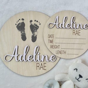Birth Announcement Sign for Hospital, Hospital Announcement, Newborn Footprint Sign, Baby Birth Stat Sign, Newborn Announcement Sign, Baby