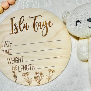 Personalized Floral Baby Name Sign | Birth Stats Plaque | Newborn ...