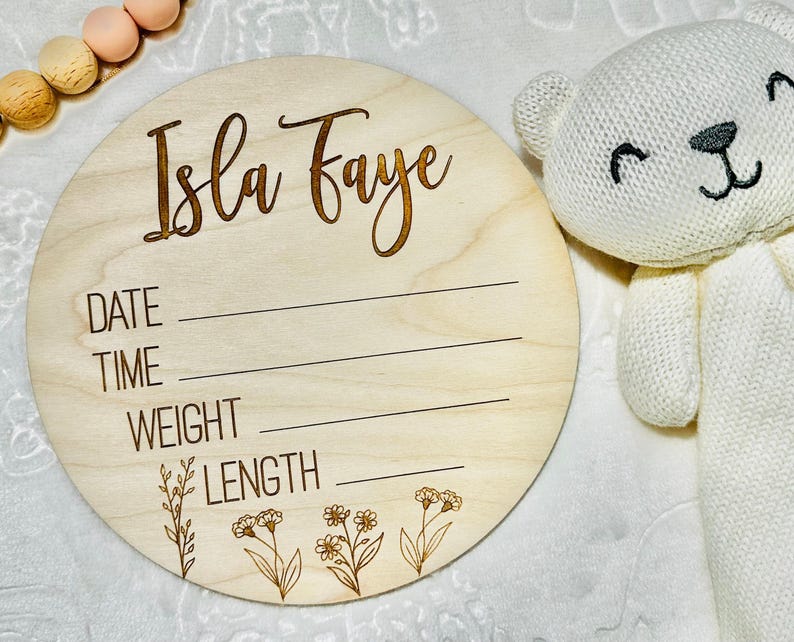Personalized Floral Baby Name Sign | Birth Stats Plaque | Newborn ...
