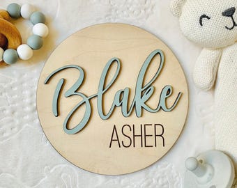 Personalized Baby Name Sign | Newborn Hospital Photo Prop | Birth Announcement Keepsake | 3D Wood Plaque