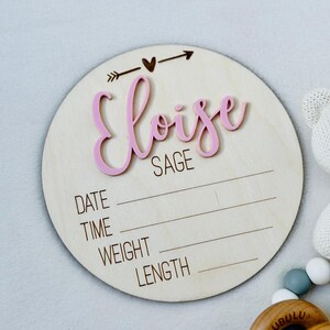 Personalized Baby Name Sign | Birth Stats Board | Newborn Hospital Photo Prop | 3D Wood Plaque