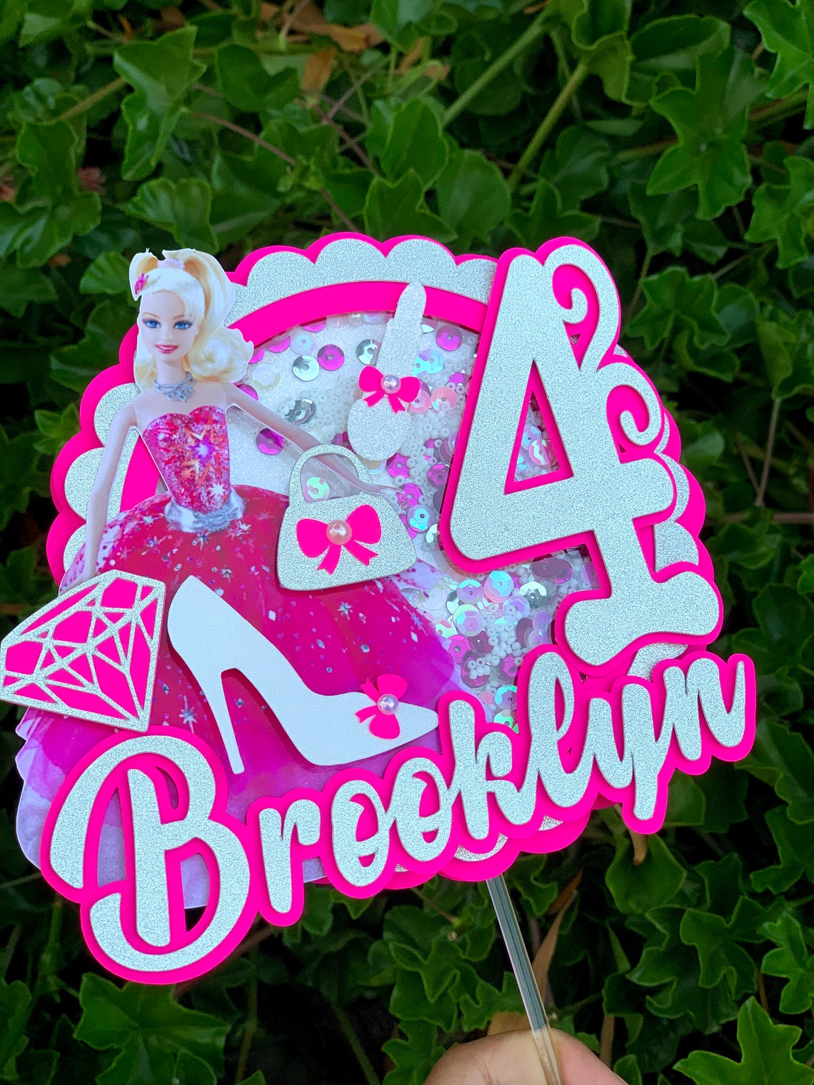 3D Barbie Glam shaker cake topper Barbie cake topper Etsy