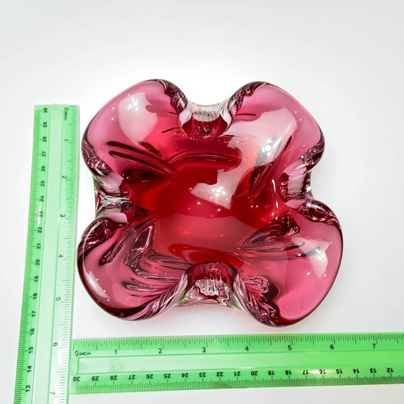 花瓶 ヴィンテージ ハンドメイド ボヘミアン クリスタル レッド