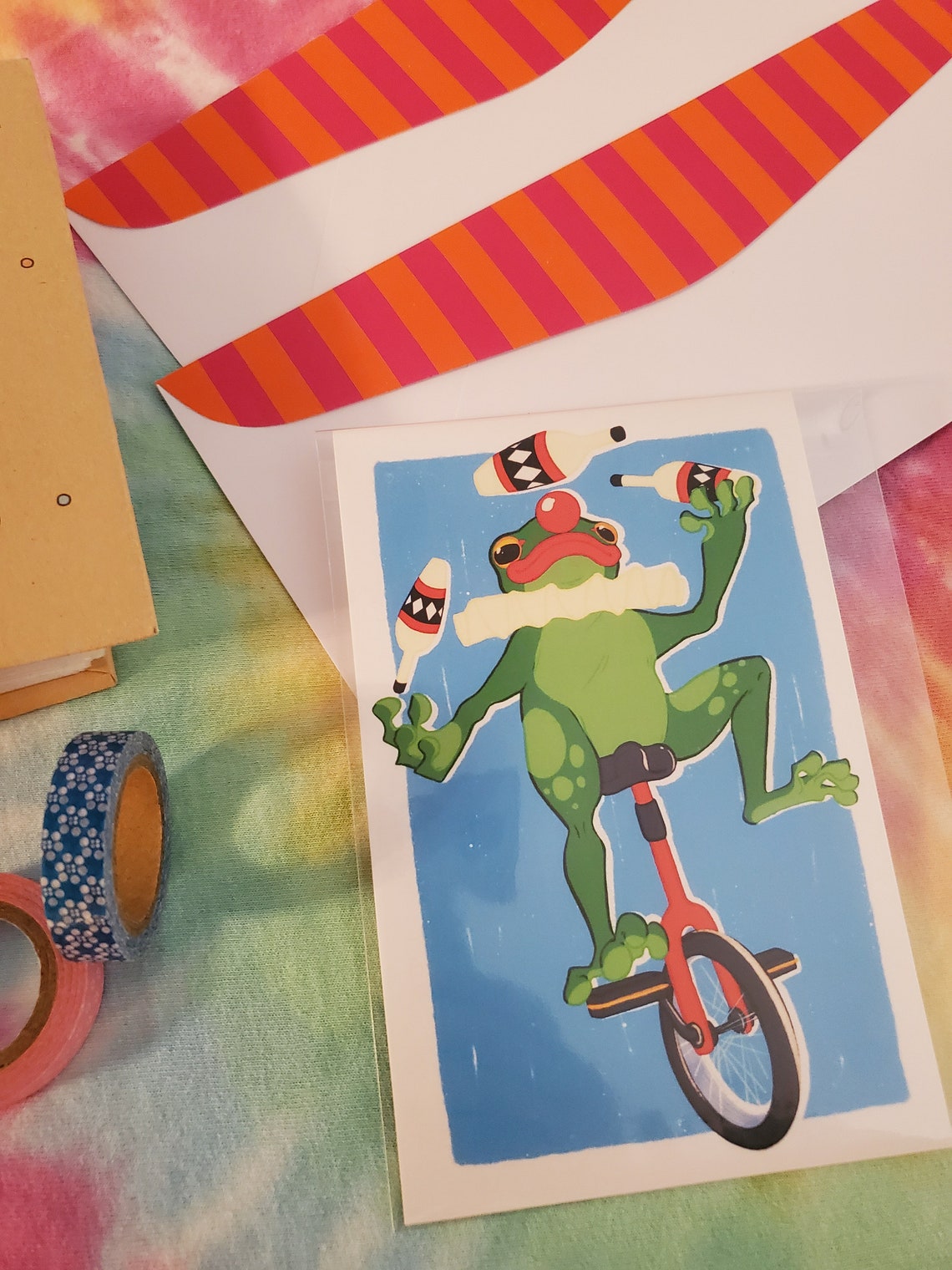 Unicycle Frog Postcard Postcard Print Illustration Cute Etsy