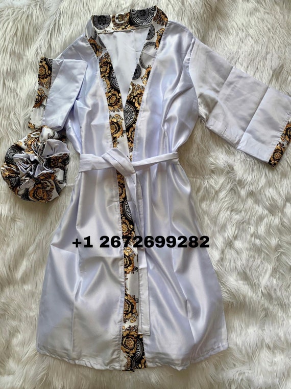 Sleepwear 11 African Print Satin Lined Bonnet Robe and Pajama