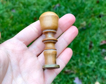 Antiek messing lakzegelstempel, houten handvat, monogram Sceau