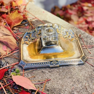Vintage Art Nouveau inkwell, Office Desk Gift, Desktop Inkwell, Library Decor Collectable Inkwell