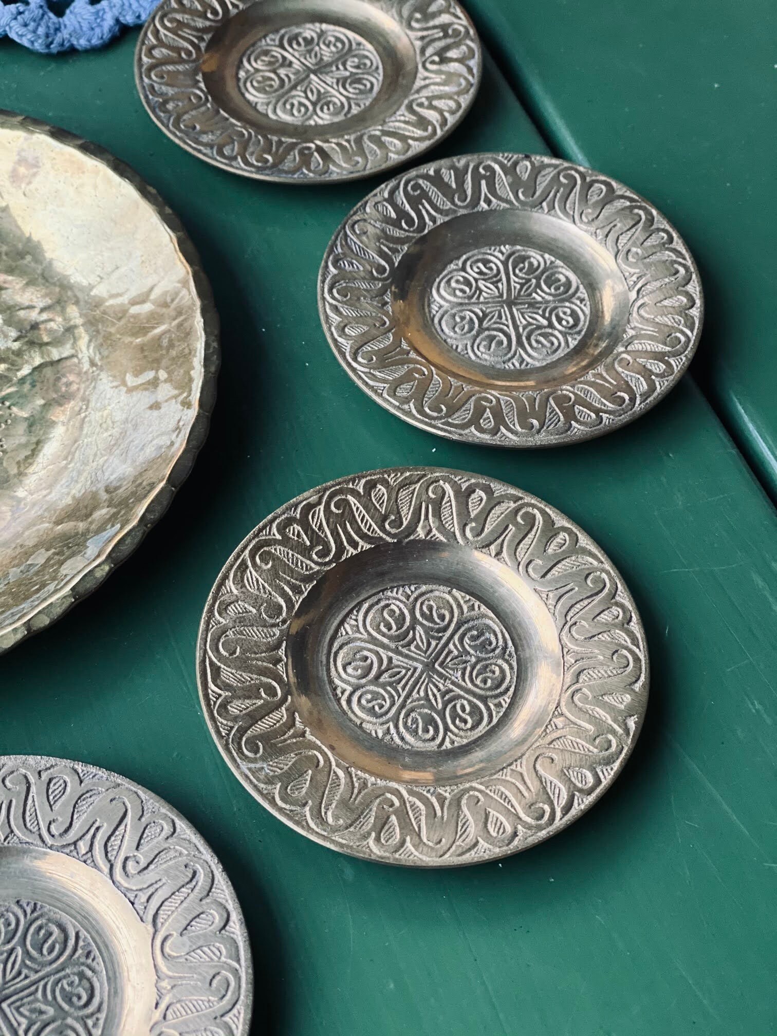 Vintage Brass Coaster Set 6 Pieces Coasters With Pattern Etsy UK