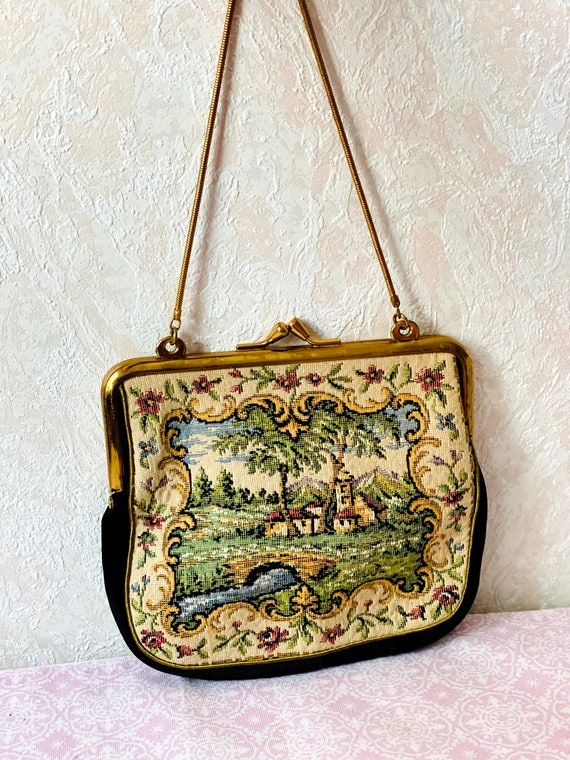 Renaissance Style Needlepoint bag, Tapestry purse… - image 6