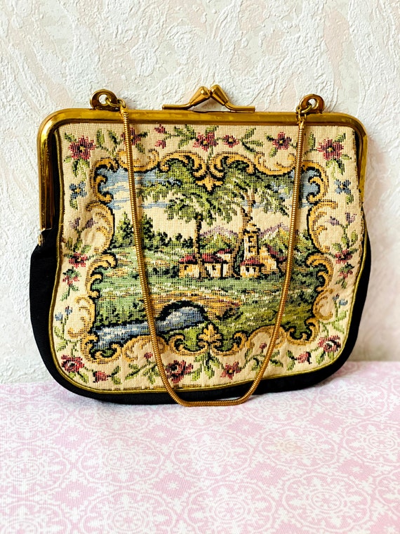 Renaissance Style Needlepoint bag, Tapestry purse… - image 3