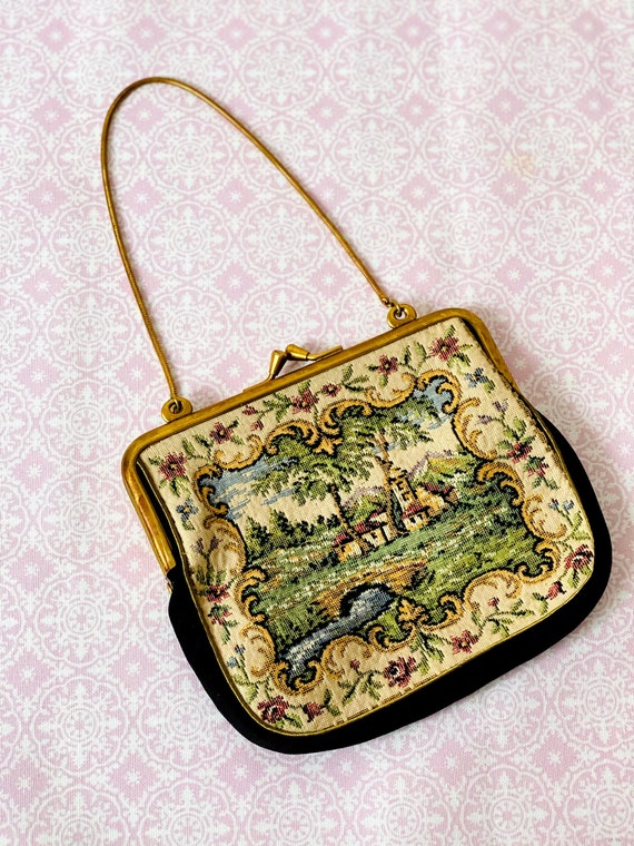 Renaissance Style Needlepoint bag, Tapestry purse… - image 1