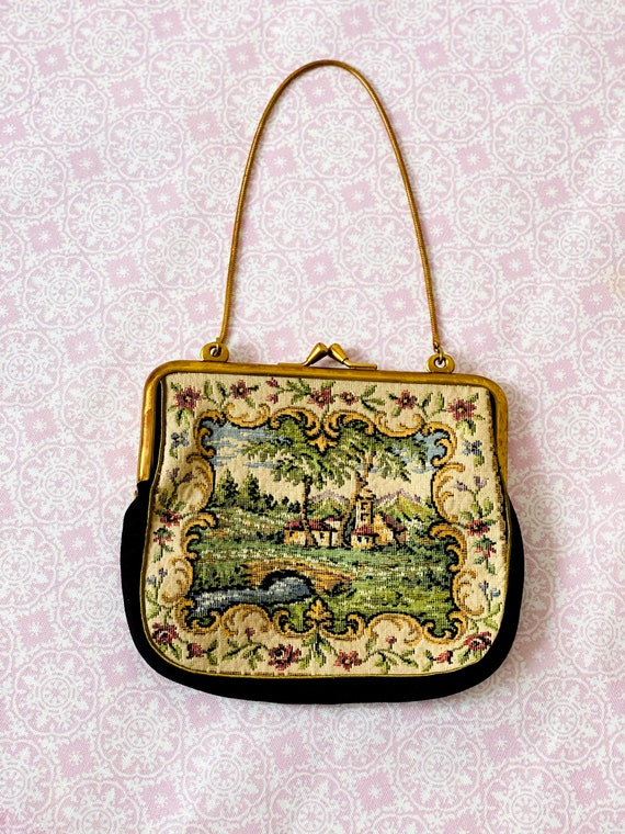 Renaissance Style Needlepoint bag, Tapestry purse… - image 2