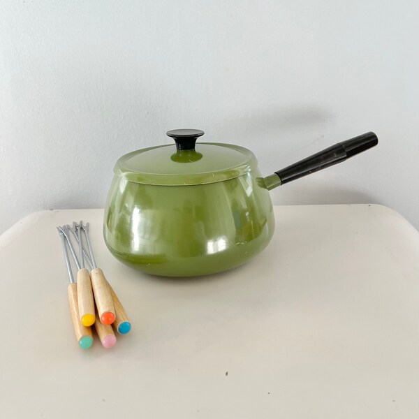 Vintage MCM Fondue Pot with 5 Forks