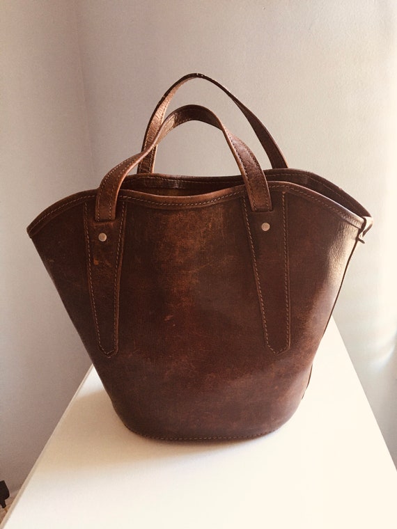 Vintage Brown Leather Handbag 1940s