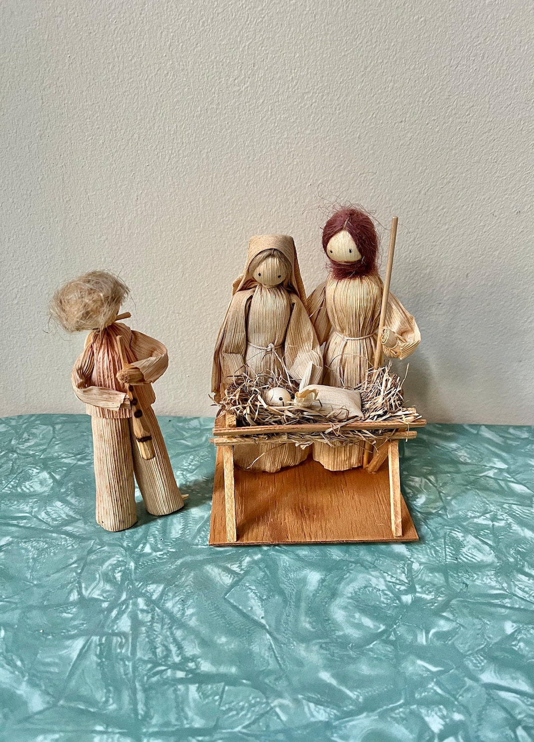 Vintage Corn Husk Nativity Scene - Etsy