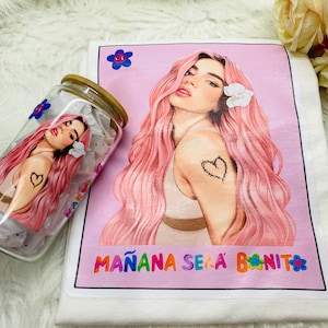 Karol G inspired shirt and matching cup, Karol G libby glass can, Karol g gift set, loteria style