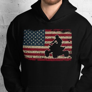 Quad America Flag Gift ATV Four Wheeler Quad Bike Unisex Hoodie
