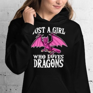 ドラゴンが大好きな女の子、おもしろかわいいドラゴンギフトユニセックスパーカー