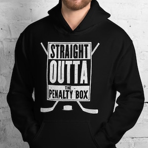 Felpa con cappuccio hockey pullover direttamente outta la t-shirt penalty box divertente ice hockey regalo felpa con cappuccio
