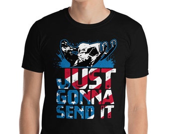 USA Snowmobiling Camisa Sólo va a enviar regalo Patriotic Bandera Americana Snowmobile camiseta