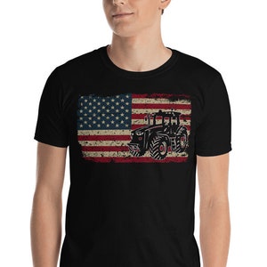 Farm Tractors USA Flag Patriotic Farming Gift Short-sleeve - Etsy