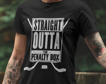 Straight Outta The Penalty Box T-Shirt Funny Ice Hockey Gift Short-Sleeve Unisex T-Shirt