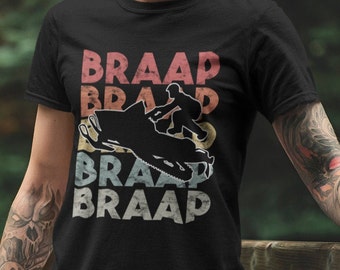 Vintage Braap Schneemobil T-Shirt I Retro Schneeschlitten Geschenkidee Kurzärmeliges Unisex T-Shirt