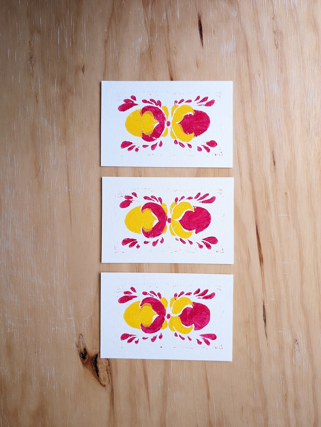 Block Print Notecards With Envelopes | Hand Carved Rustic-folk Pattern ...