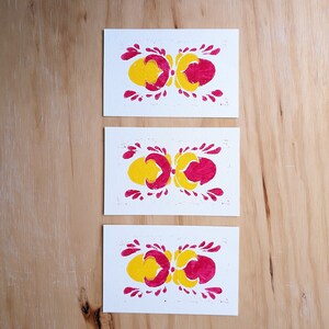 Bloc-notes imprimés avec enveloppes | Motif folklorique rustique sculpté à la main | Lot de 3