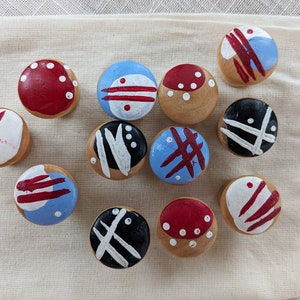 Wooden Drawer Knobs Cabinet Pulls | Hand-Painted 12 Pack