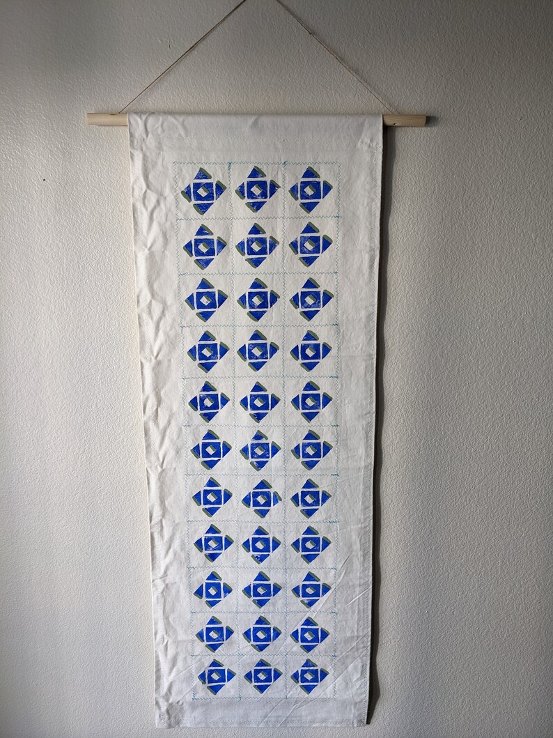 Long Tapestry With Hanger and Colorful Handprinted Rustic Etsy