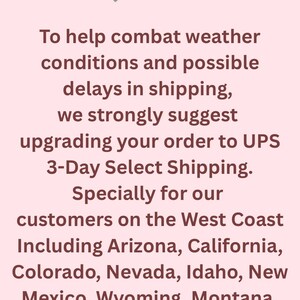 May include: Pink background with the text "2Tone PLANTS" and a floral graphic. The text suggests upgrading orders to UPS 3-Day Select Shipping for West Coast customers, including Arizona, California, and other states.
