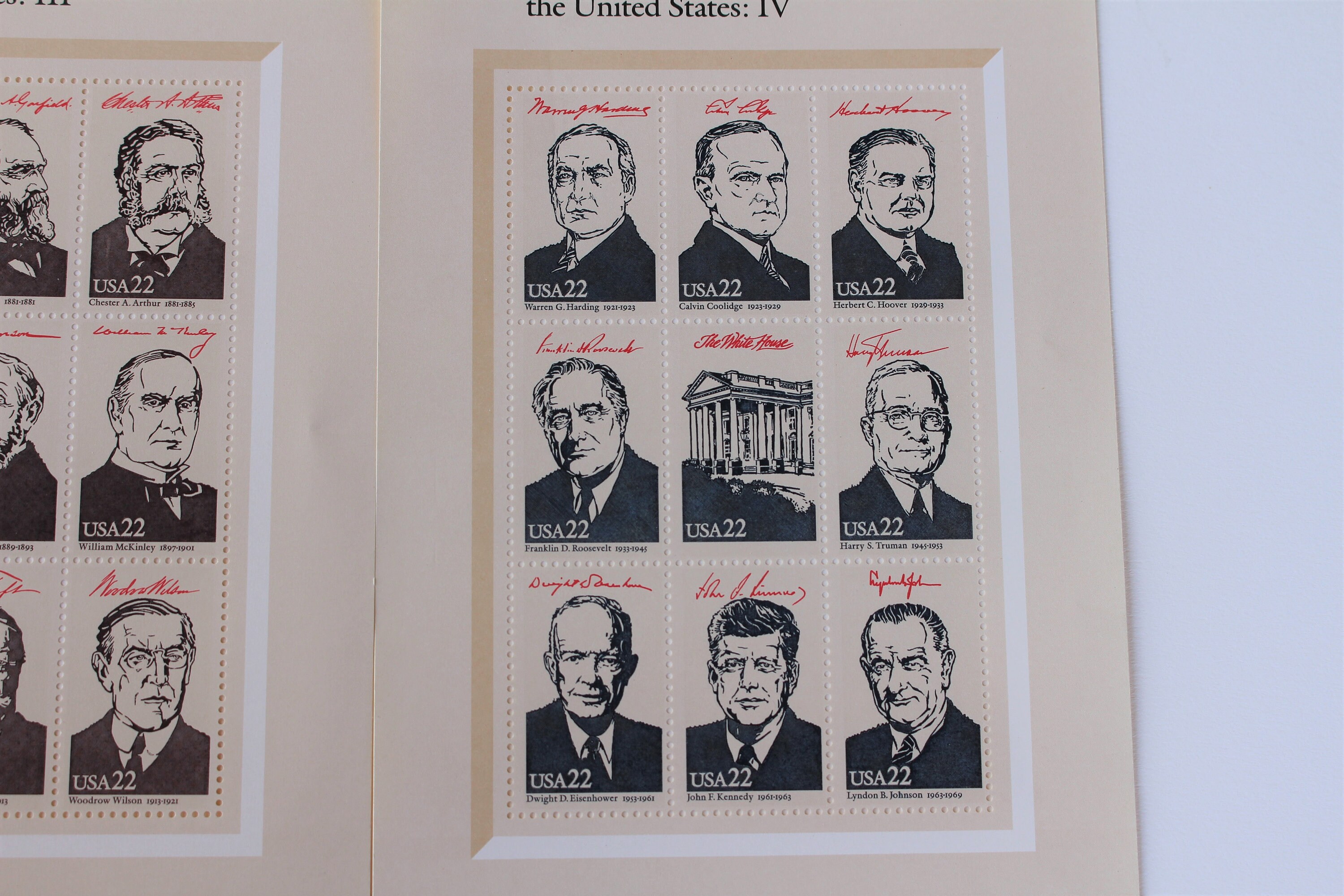 Vintage US Presidents Stamp Sheets IIV 36 past presidents Etsy