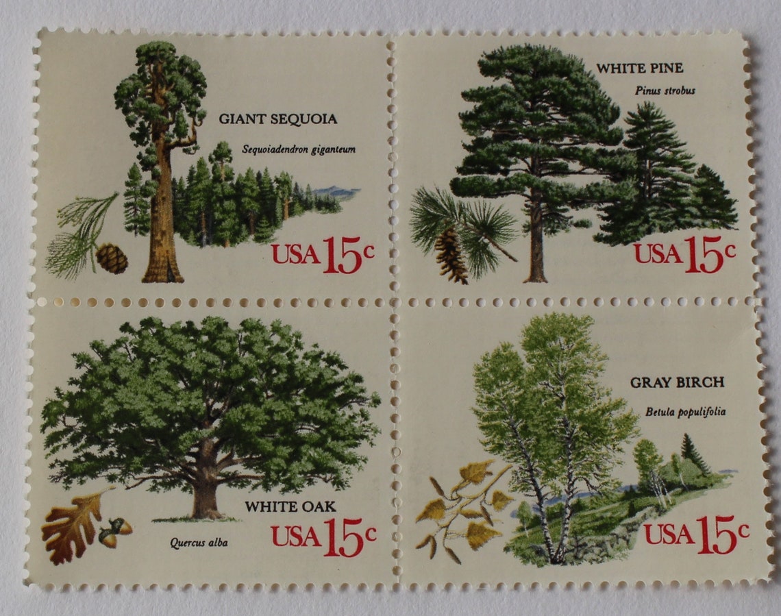 American Trees 15c US Postage Stamps / Vintage Unused stamps / Etsy