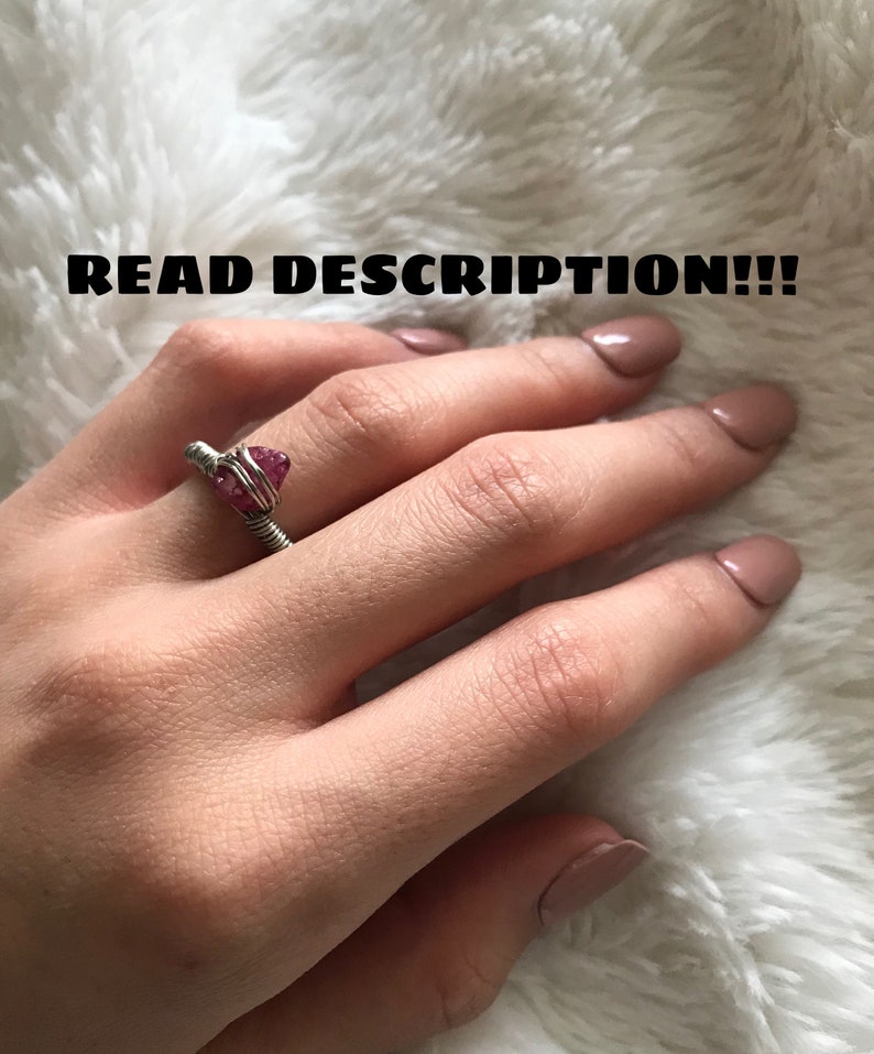 Handmade SILVER BAND wire wrapped ring with gemstone bead