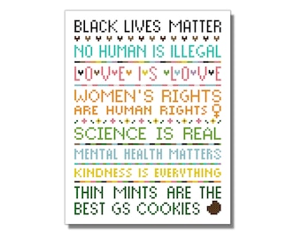 We Believe, Cross Stitch Pattern,  PDF File, Black Lives Matter, Band Sampler