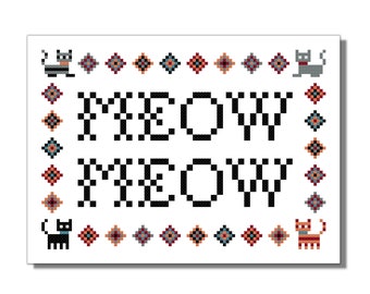 Süße Katzen, Miau Miau, Kreuzstichmuster, PDF-Datei, Kätzchen, Kitty Katze, Haustierbesitzer, Katzenmutter