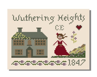 Wuthering Heights, Catherine Earnshaw, Cross Stitch Pattern, PDF File, Cathy and Heathcliff, Emily Bronte