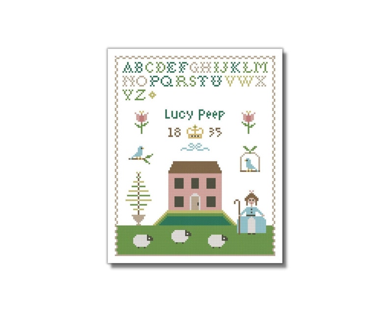 Cute Sampler, Nursery Rhyme, Cross Stitch Pattern, PDF File, Snarky