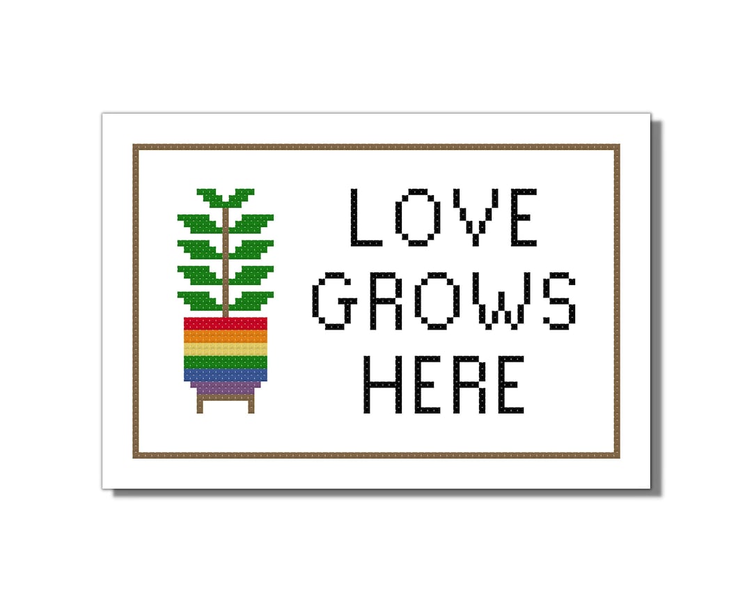 Liebe wächst hier Spruch Zimmerpflanze Kreuzstichmuster Etsy.de