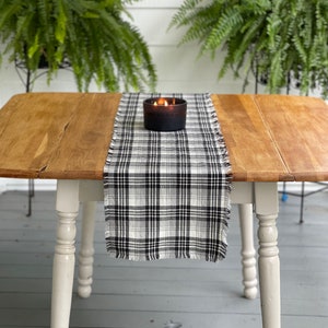 Black, White & Grey Plaid Table Runner/ Table Decor