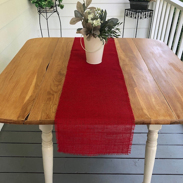 Red Burlap Table Runner |Farmhouse Burlap Table Runner | Farmhouse Decor | Wedding Decor | Handmade | Table Decor | Home Decor