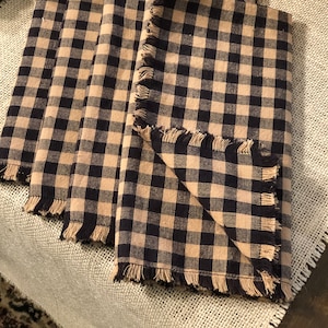 Black and Tan Gingham Cloth Napkins (Set of 4)
