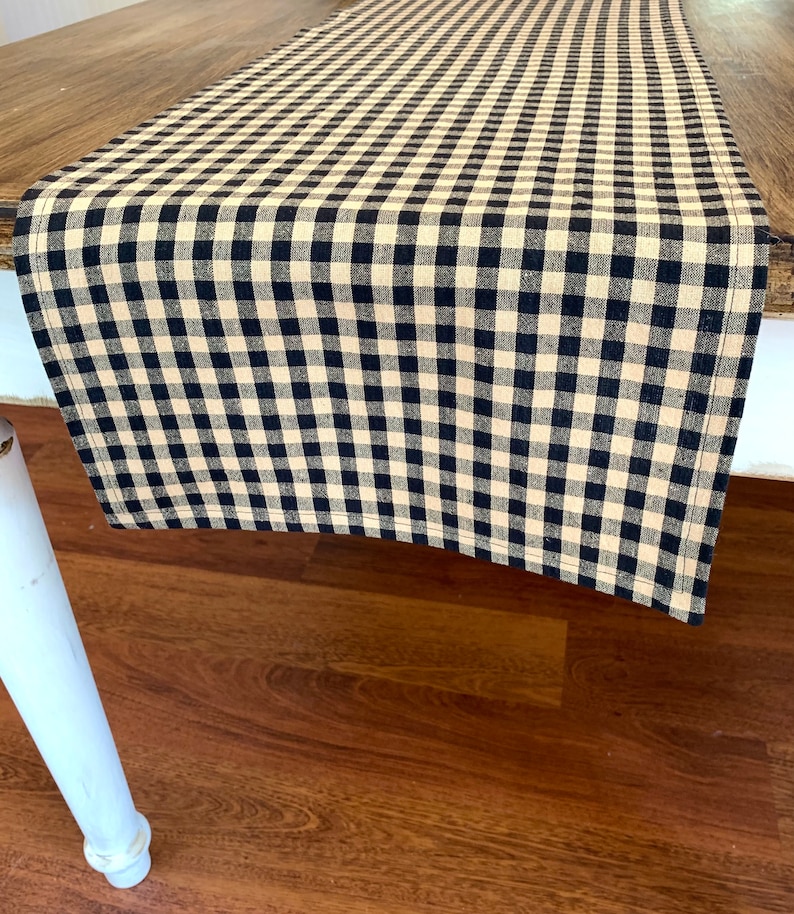 Tan & Black Gingham Table Runner/ Table Decor Etsy