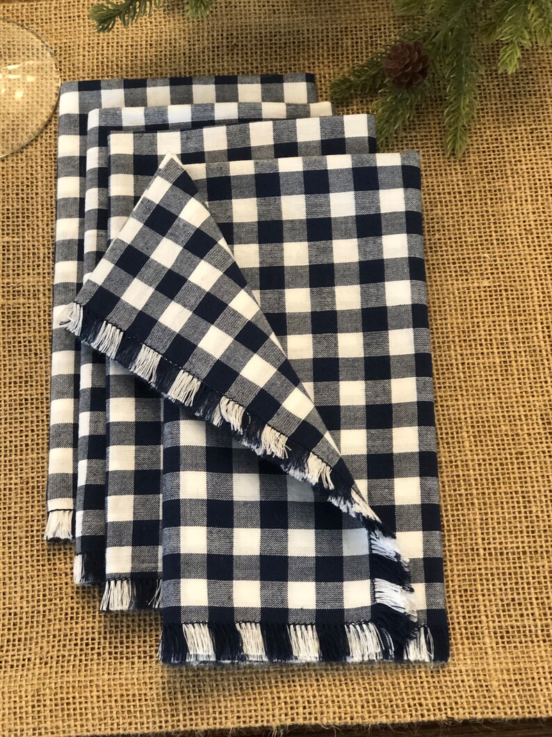 Navy Blue White/cloth Dinner Napkins /reusable Cotton Napkins Etsy